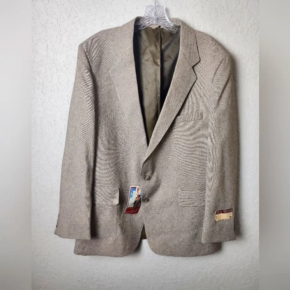 Vintage Levi's Action Suit Classic Blazer Brown Tan Size 46R NWT